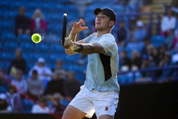 Jack Draper in action at the ATP Eastbourne International.