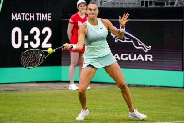 Aryna Sabalenka in action at the WTA Den Bosch Open.