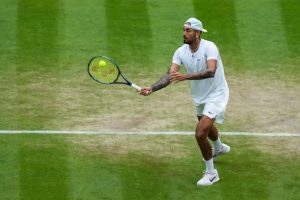 Nick Kyrgios in action at Wimbledon.