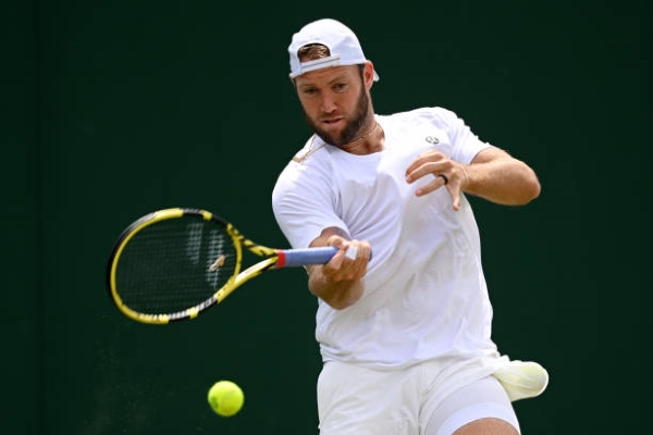 Jack Sock in action at Wimbledon.