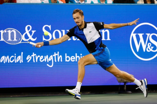 Daniil Medvedev in action at the ATP Cincinnati Masters.