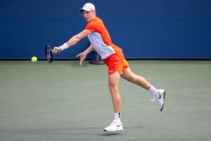 Denis Shapovalov in action ahead of the ATP Seoul Open.