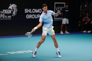 Novak Djokovic in action at the ATP Tel Aviv Open.