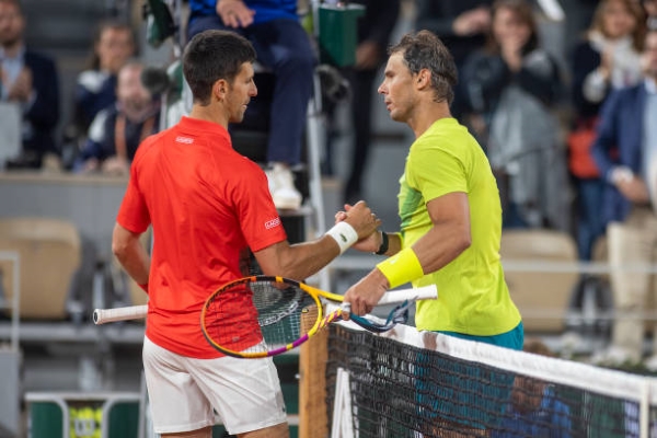 Novak Djokovic and Rafael Nadal at the French Open.