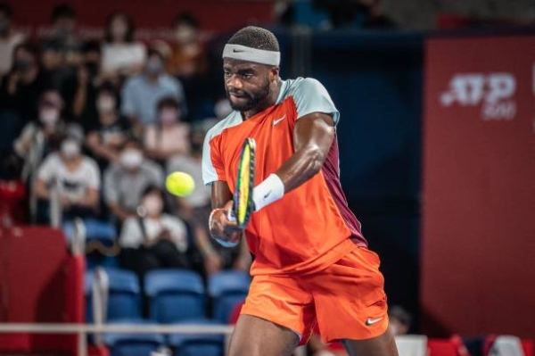 Frances Tiafoe in action at the ATP Tokyo Open.