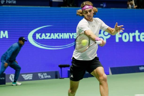 Stefanos Tsitsipas in action ahead of the ATP Stockholm Open.