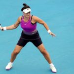 Bianca Andreescu in action at the WTA Adelaide International.