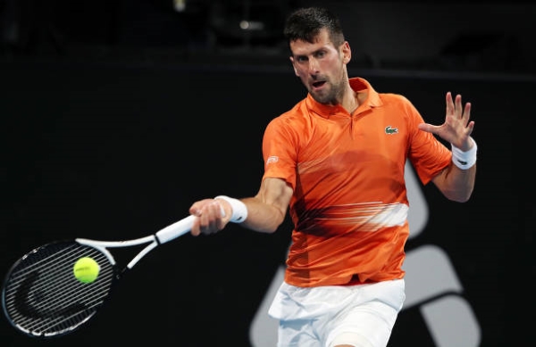 Novak Djokovic in action at the ATP Adelaide final.