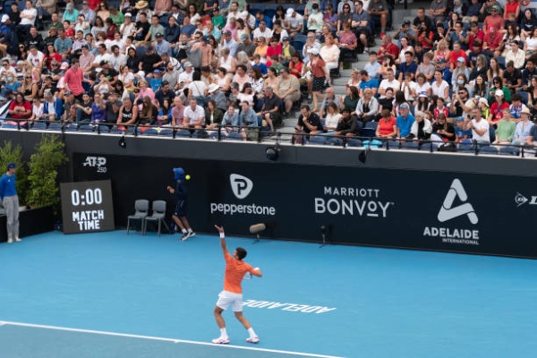 Novak Djokovic in action at the ATP Adelaide International.