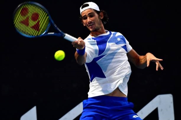 Lloyd Harris in action at the Australian Open.