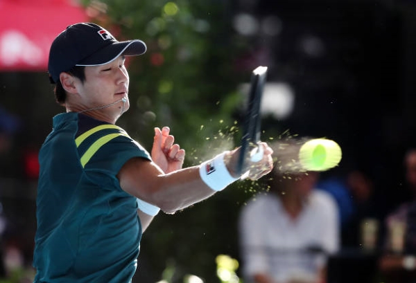 Kwon Soon-woo in action at the ATP Adelaide International.