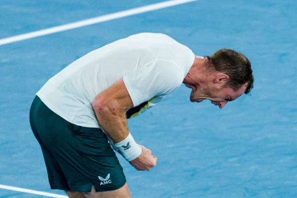 Andy Murray celebrates victory at the Australian Open