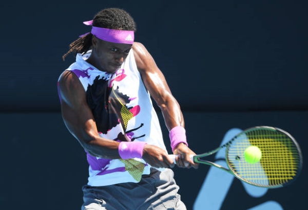 Mikael Ymer in action at the ATP Adelaide International.