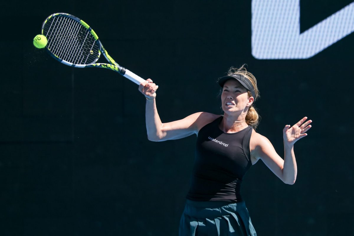 Danielle Collins in action ahead of the WTA Abu Dhabi Open.