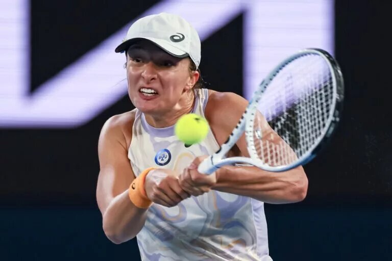 Iga Swiatek in action ahead of the WTA Dubai Tennis Championships.