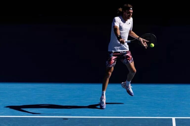 Stefanos Tsitsipas in action ahead of the ATP Rotterdam Open.