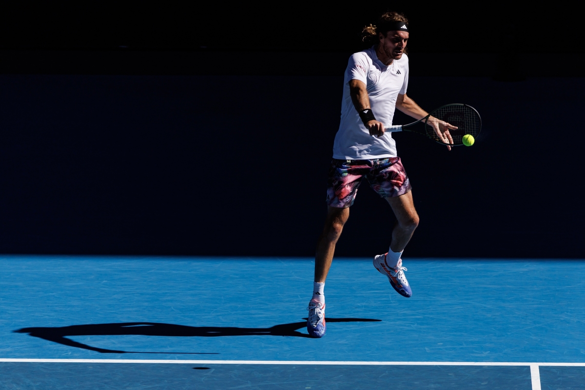 Stefanos Tsitsipas in action ahead of the ATP Rotterdam Open.