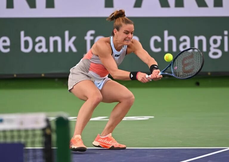 Maria Sakkari in action at the WTA Indian Wells Open.