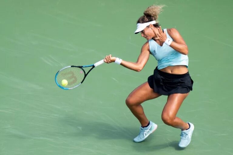 Mayar Sherif in action ahead of the WTA Miami Open.