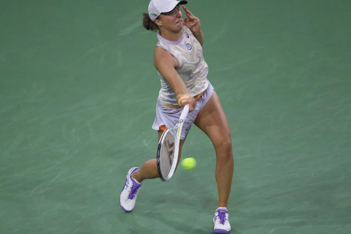Iga Swiatek in action at the WTA Indian Wells Open.