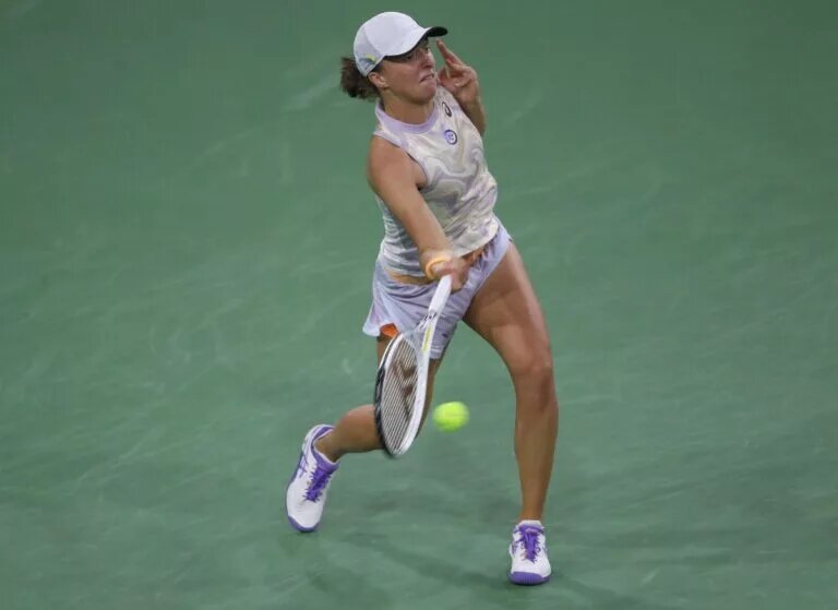 Iga Swiatek in action at the WTA Indian Wells Open.