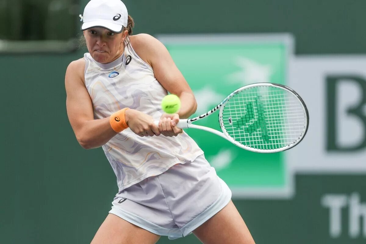 Iga Swiatek in action at the WTA Indian Wells Open.