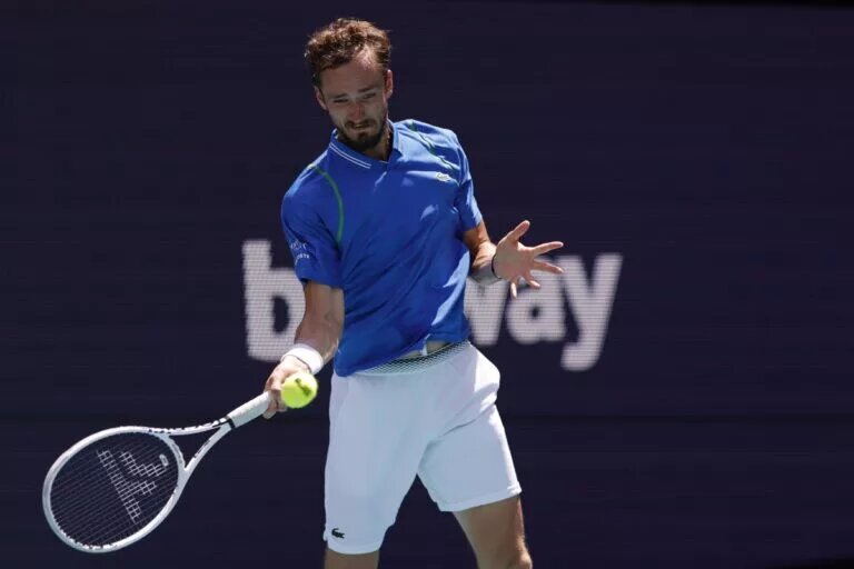 Daniil Medvedev in action ahead of the ATP Monte Carlo Masters.