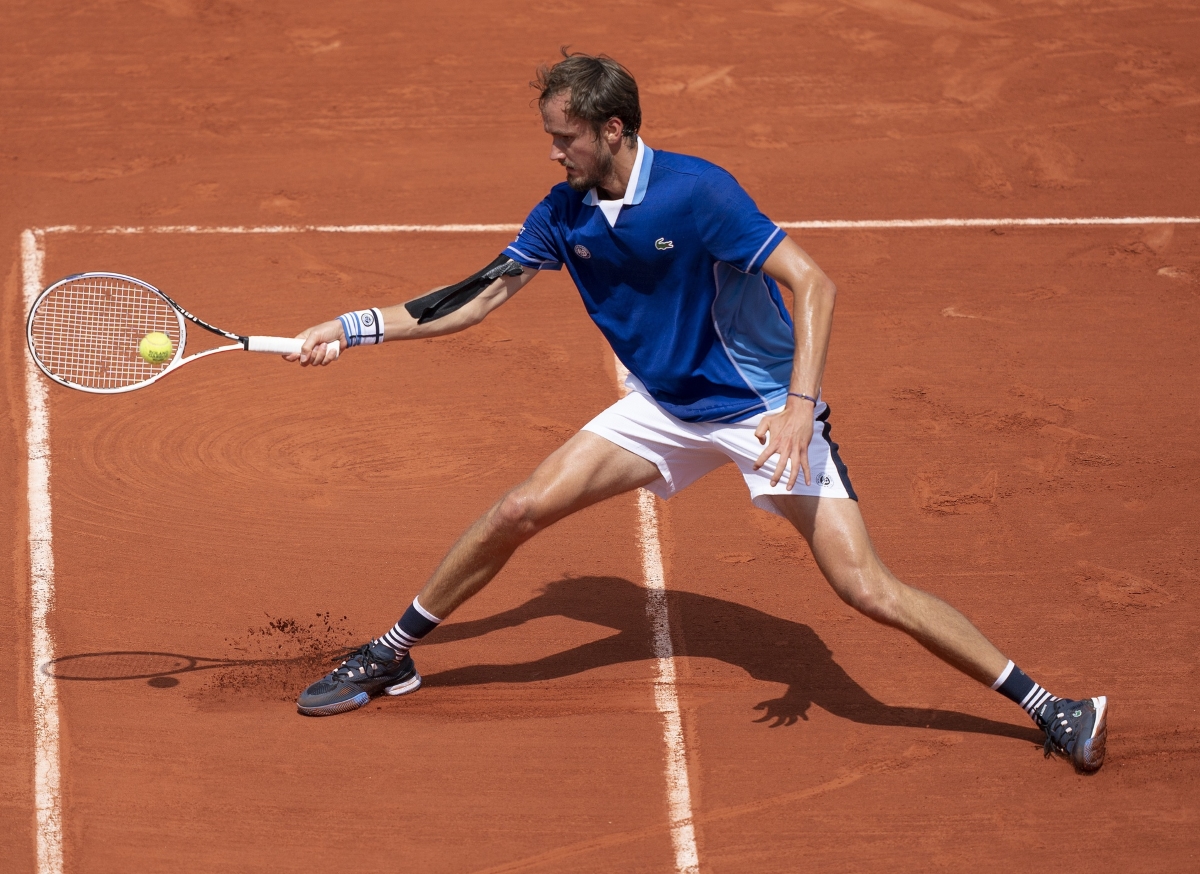 Daniil Medvedev in action ahead of the ATP Madrid Open.
