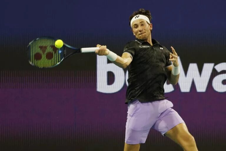 Casper Ruud in action ahead of the ATP Stockholm.