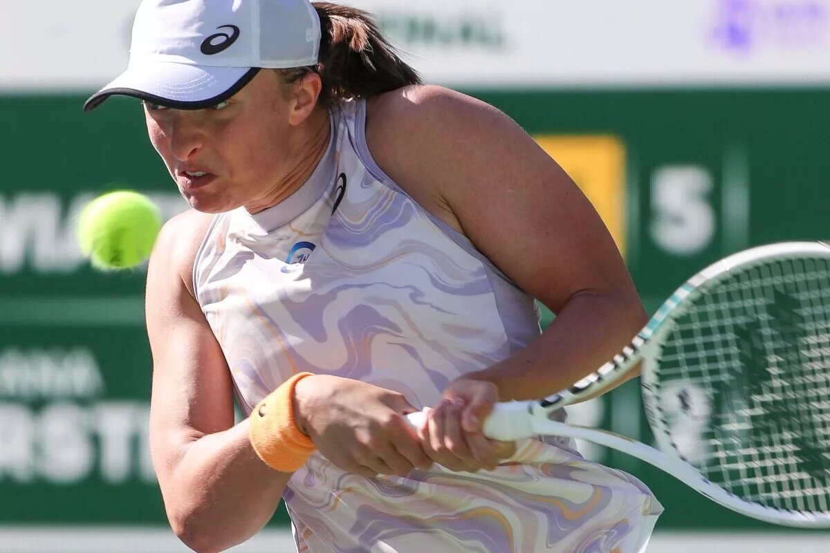 Iga Swiatek in action ahead of the WTA Stuttgart Open.