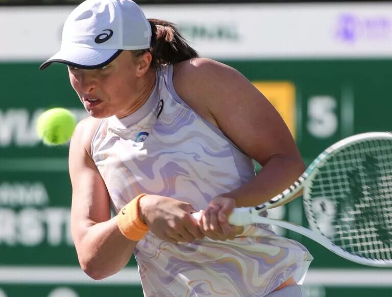 Iga Swiatek in action ahead of the WTA Stuttgart Open.