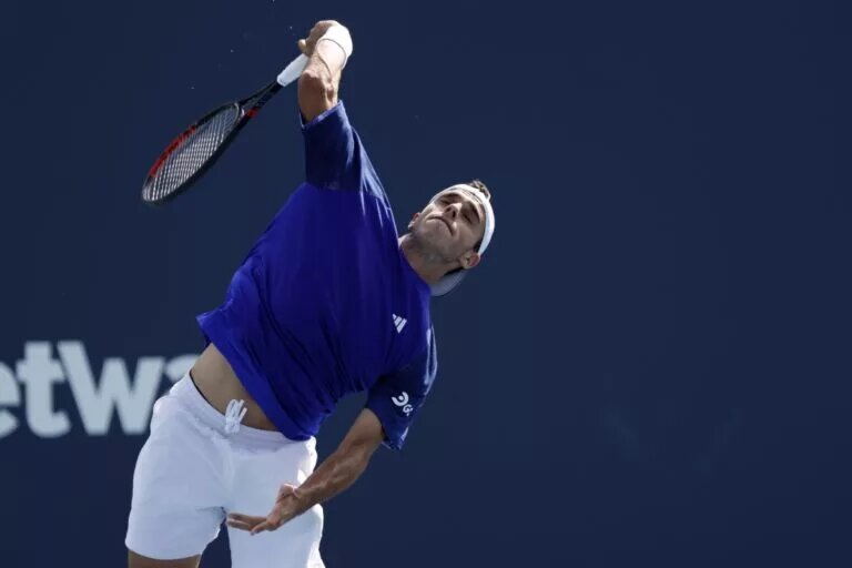 Francisco Cerundolo in action ahead of the ATP Lyon Open.