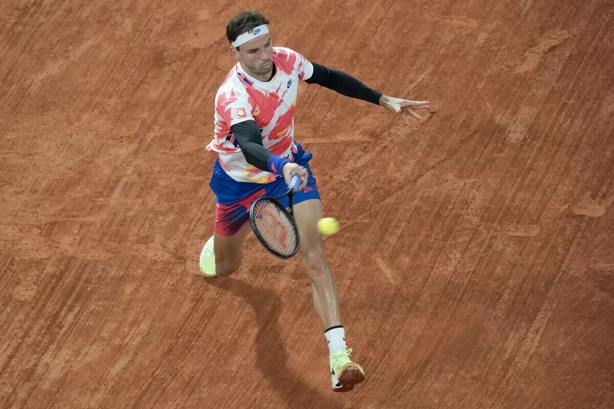 Grigor Dimitrov in action ahead of the ATP Geneva Open.