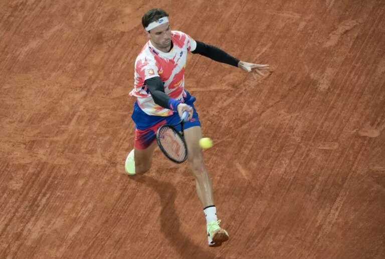 Grigor Dimitrov in action ahead of the ATP Geneva Open.