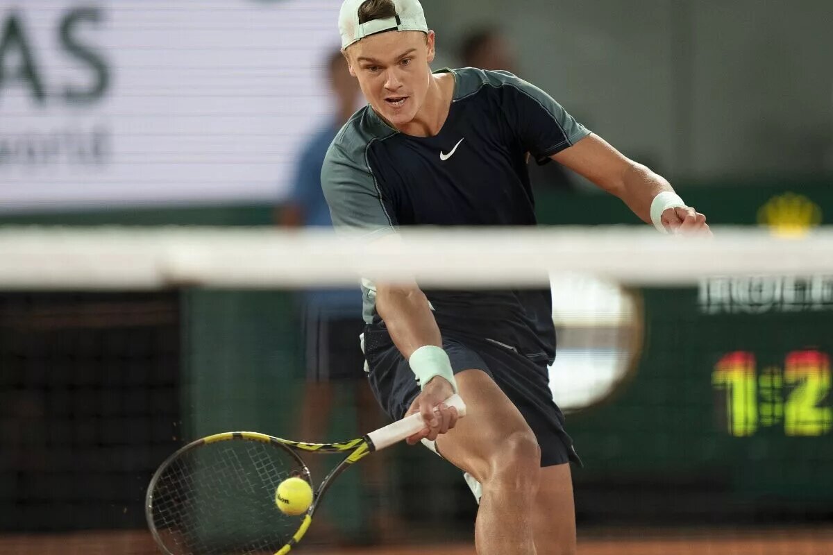 Holger Rune in action at the French Open.