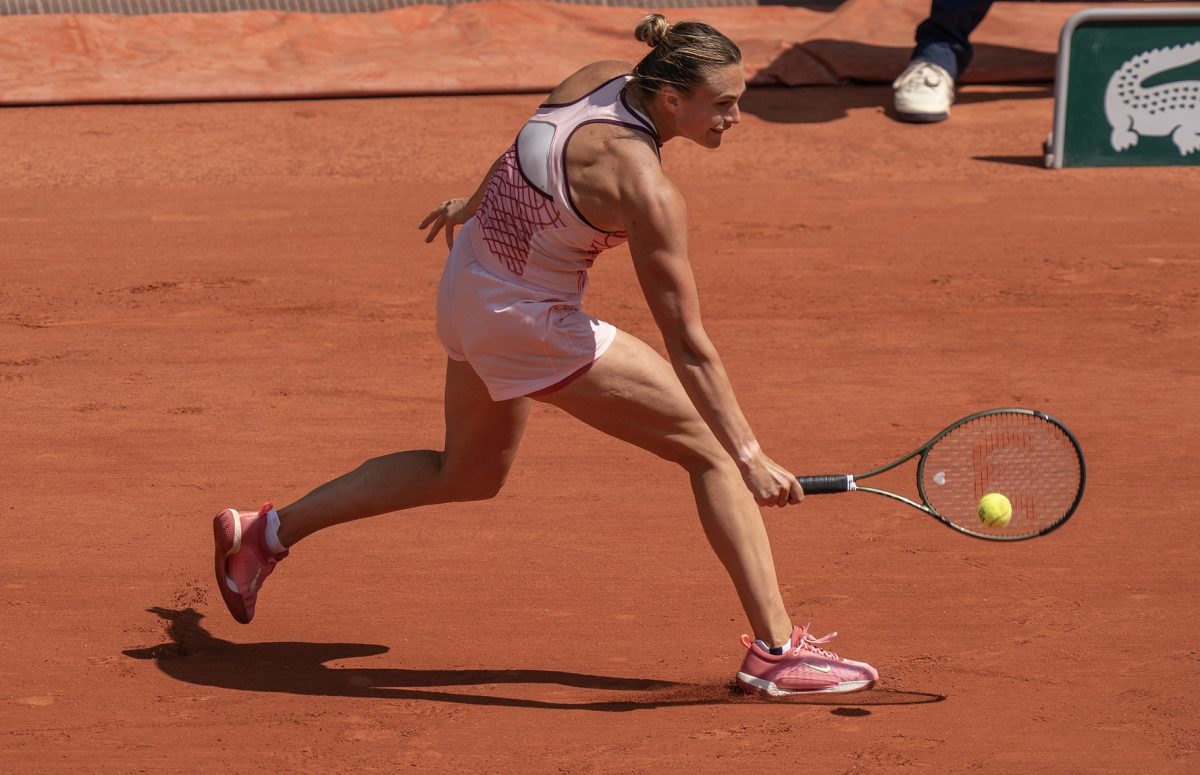 Aryna Sabalenka in action at the French Open.