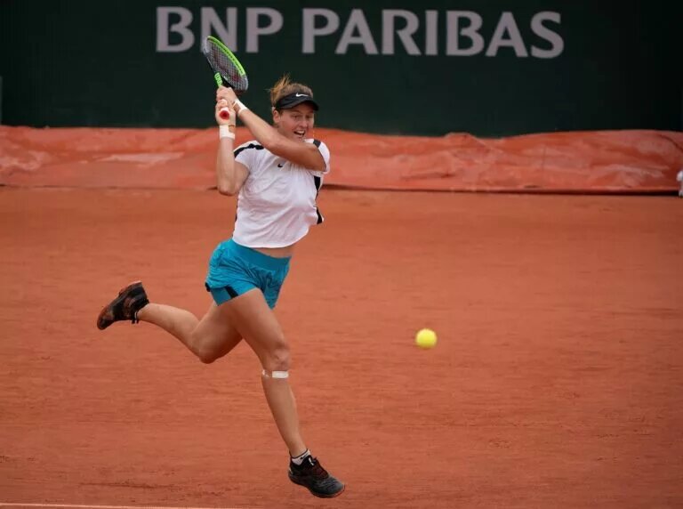 Liudmila Samsonova in action at the French Open.