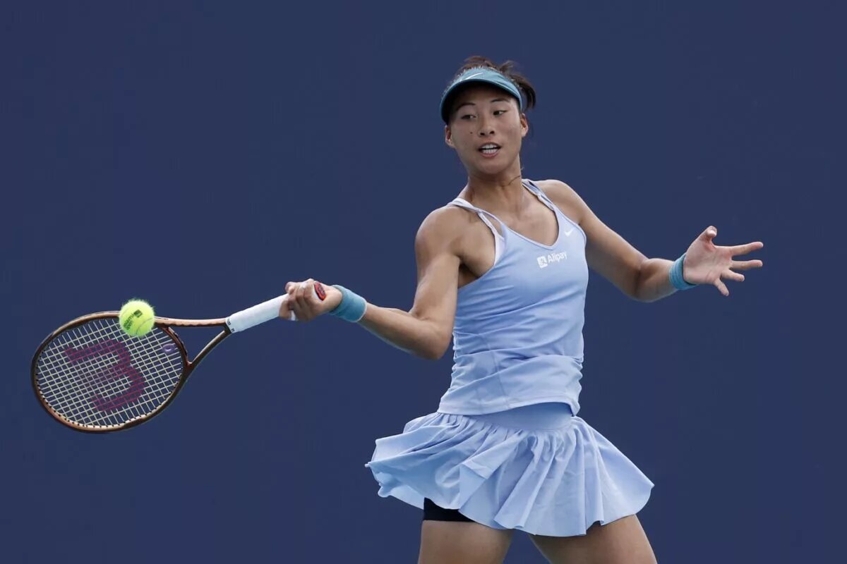 Qinwen Zheng in action ahead of the Australian Open.