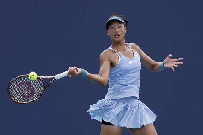 Qinwen Zheng in action ahead of the Australian Open.