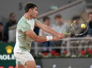 Carlos Alcaraz in action at the French Open.