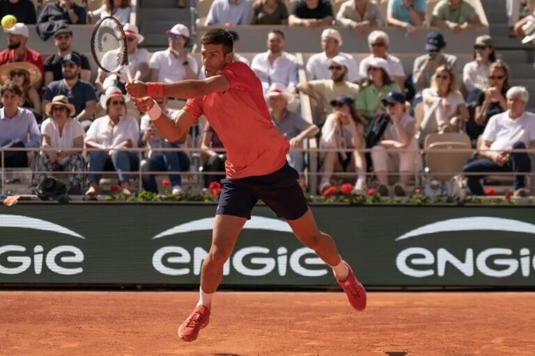 Novak Djokovic in action at the French Open.