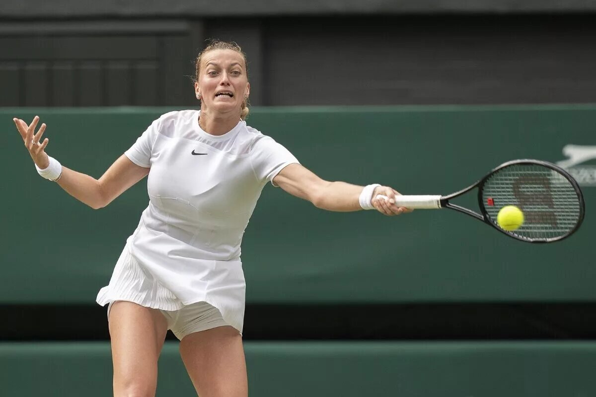 WTA Berlin Open finalist Petra Kvitova in action.