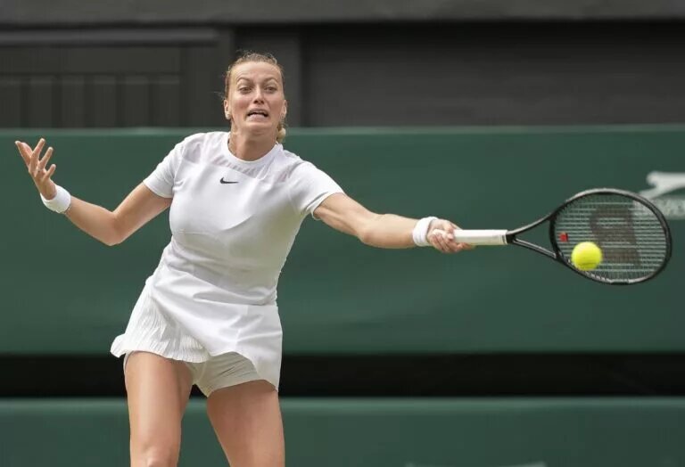 WTA Berlin Open finalist Petra Kvitova in action.