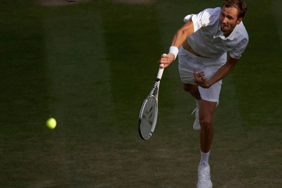 Daniil Medvedev, top seed in Halle, in action at Wimbledon.
