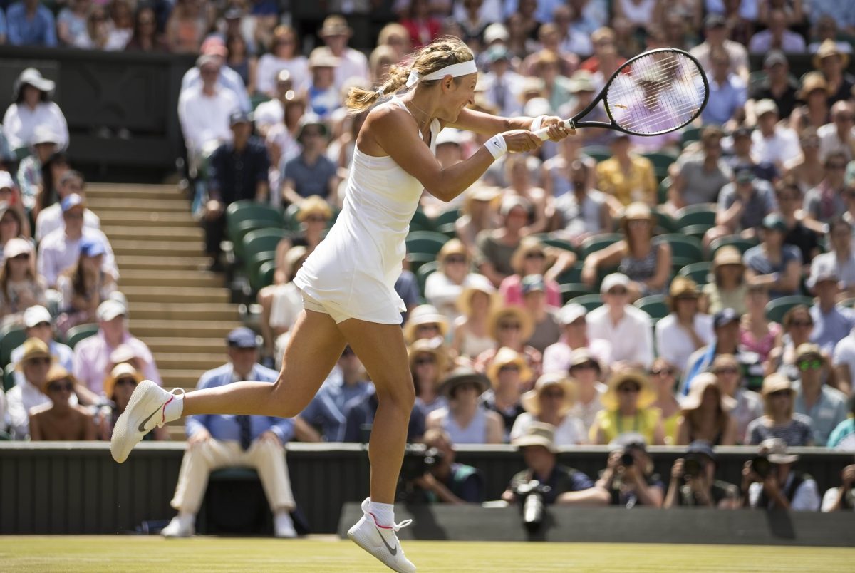 Victoria Azarenka in action at Wimbledon.