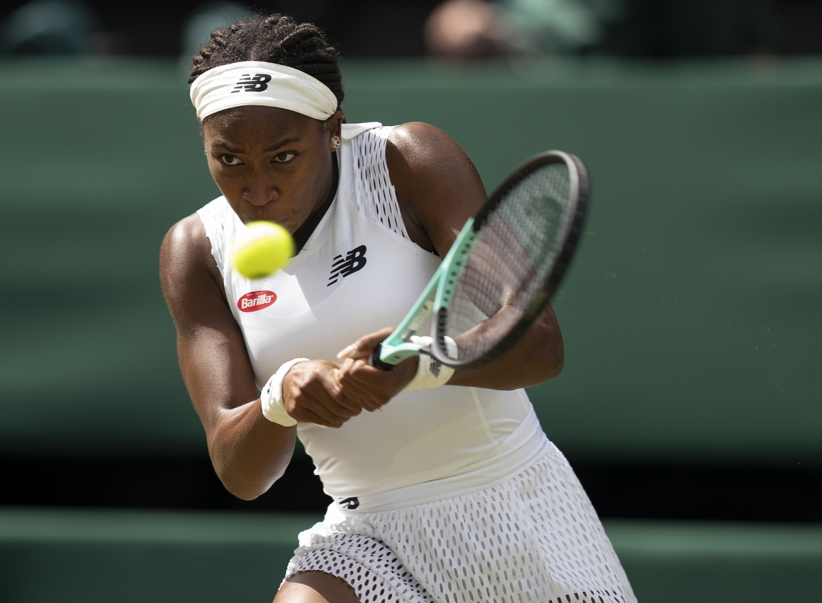Coco Gauff in action at Wimbledon.