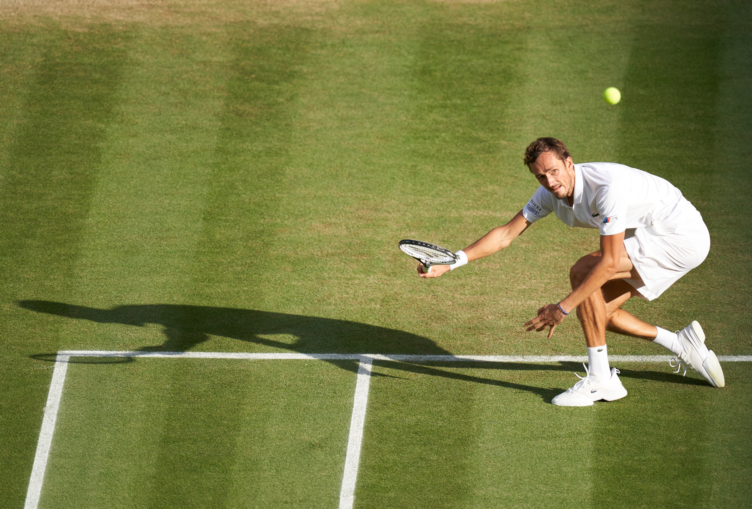 Daniil Medvedev in action at Wimbledon.