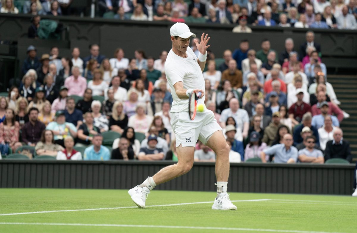 Andy Murray in action at Wimbledon.