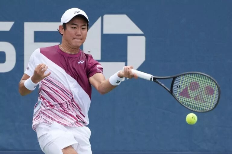 Yoshihito Nishioka in action ahead of the ATP Washington Open.