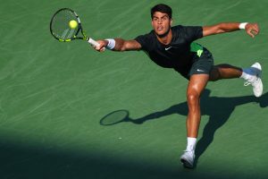 Carlos Alcaraz in action ahead of the US Open.